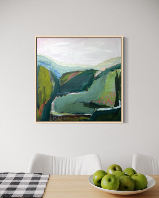 24" x 24" Abstract Landscape: Acrylic and Oil Stick on Canvas