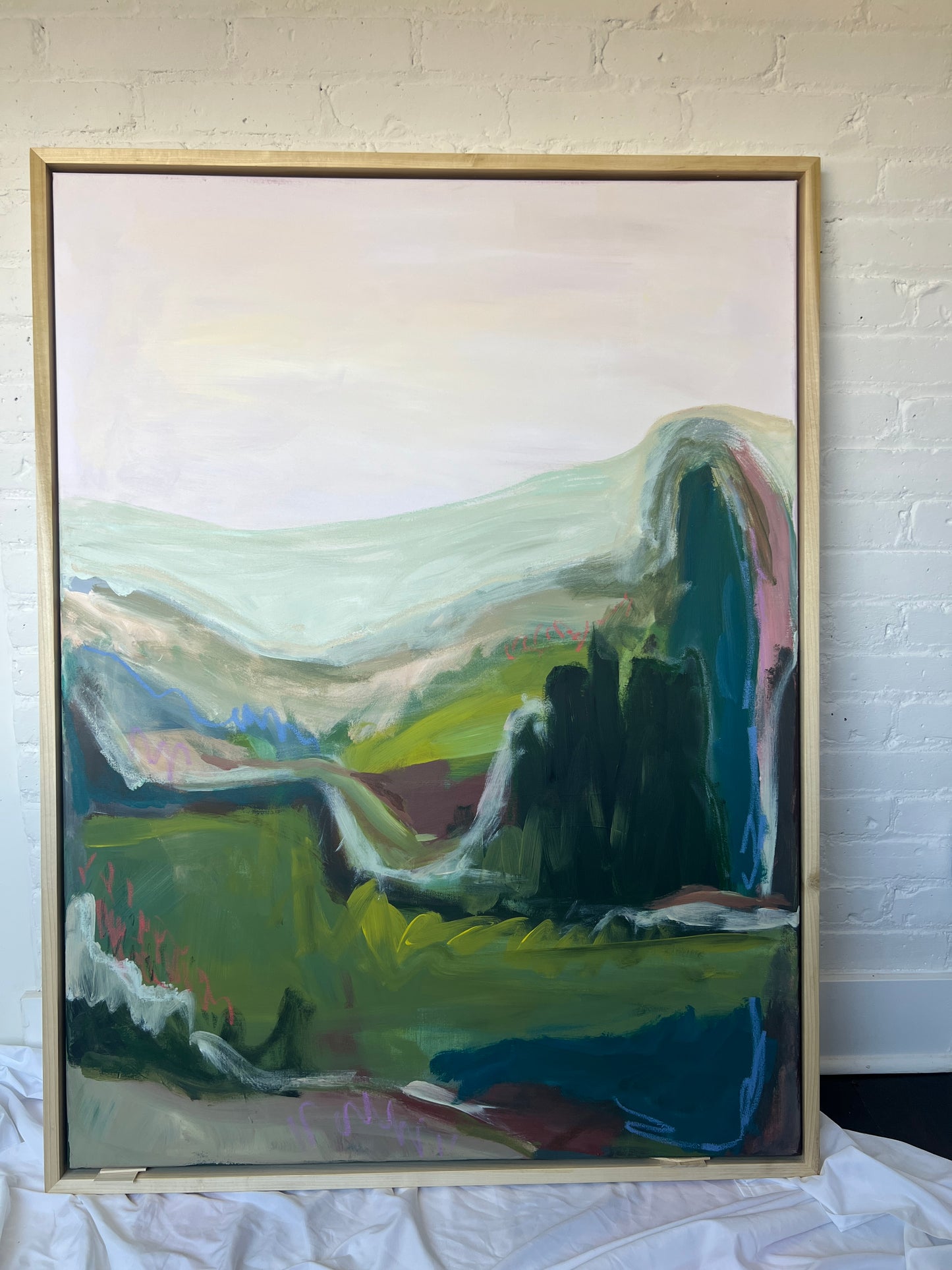 48" x 36" Abstract Landscape, Acrylic and Oil Stick on Canvas