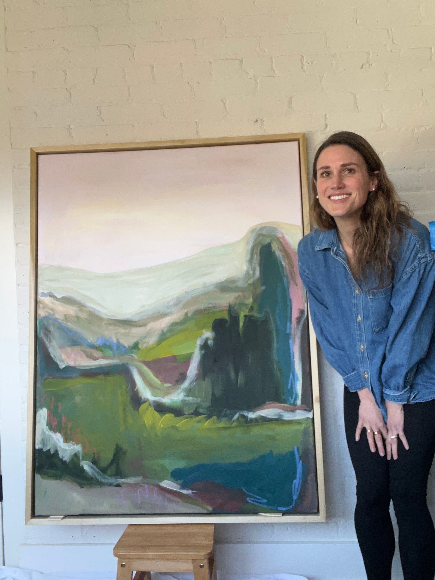 48" x 36" Abstract Landscape, Acrylic and Oil Stick on Canvas