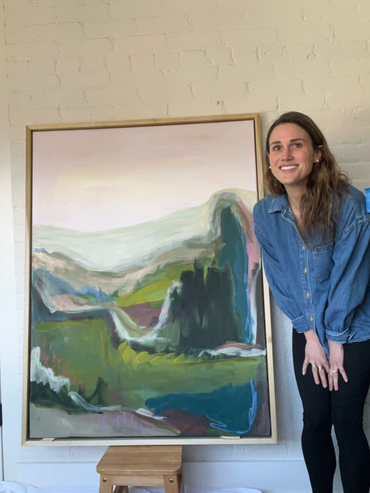 48" x 36" Abstract Landscape, Acrylic and Oil Stick on Canvas