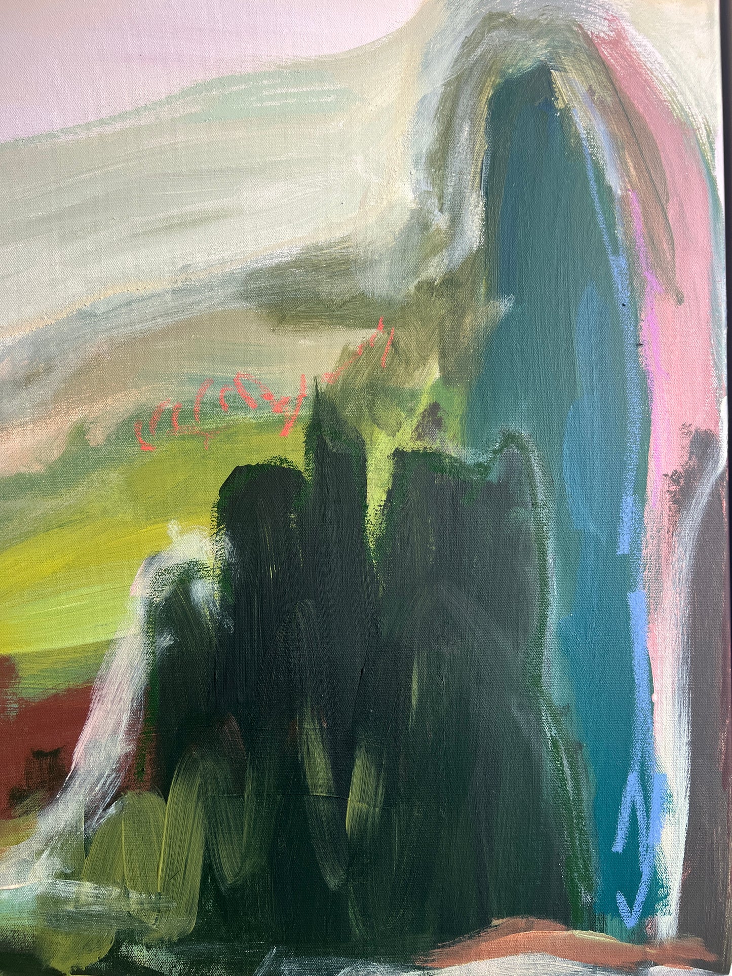 48" x 36" Abstract Landscape, Acrylic and Oil Stick on Canvas
