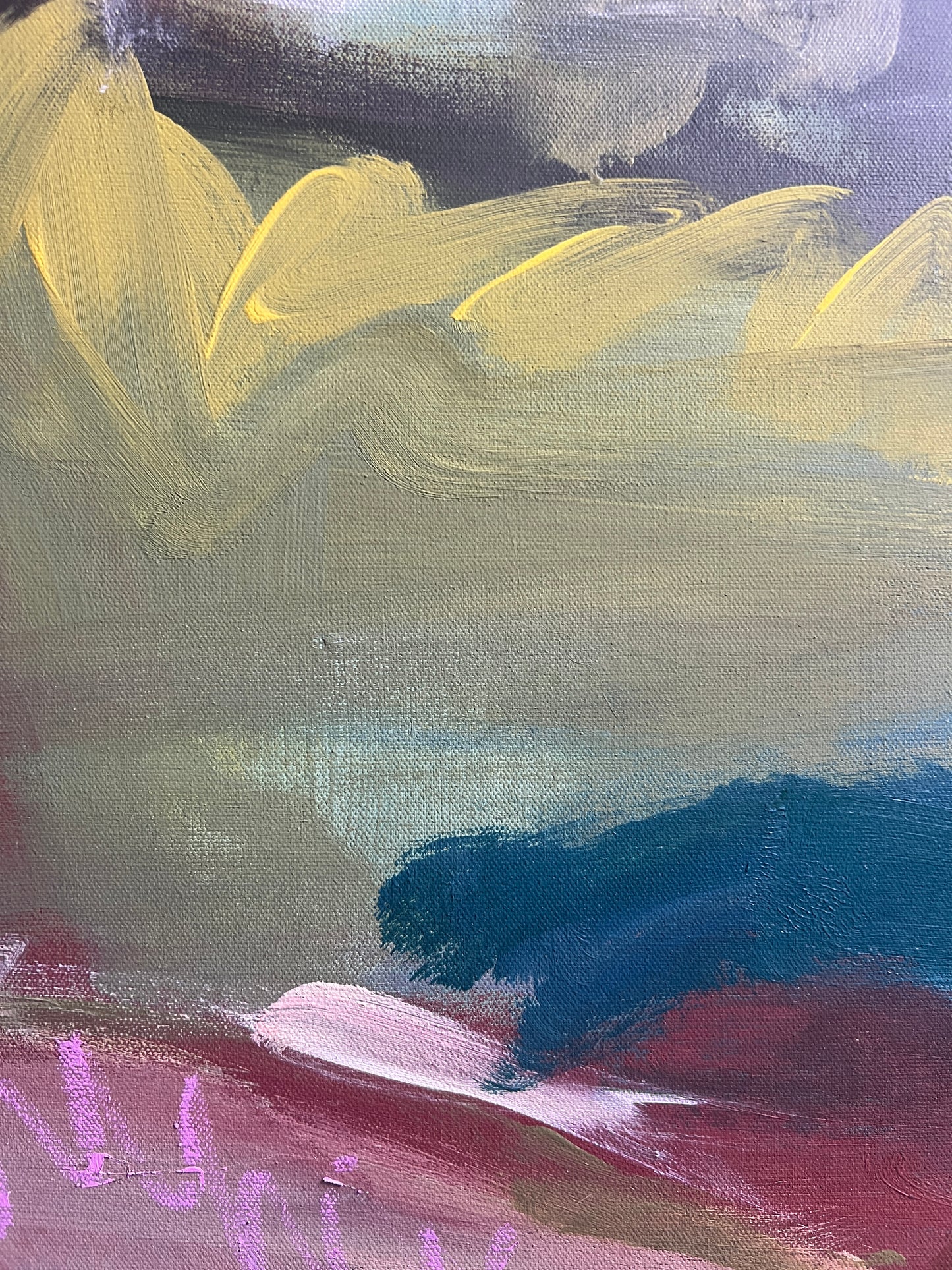 48" x 36" Abstract Landscape, Acrylic and Oil Stick on Canvas