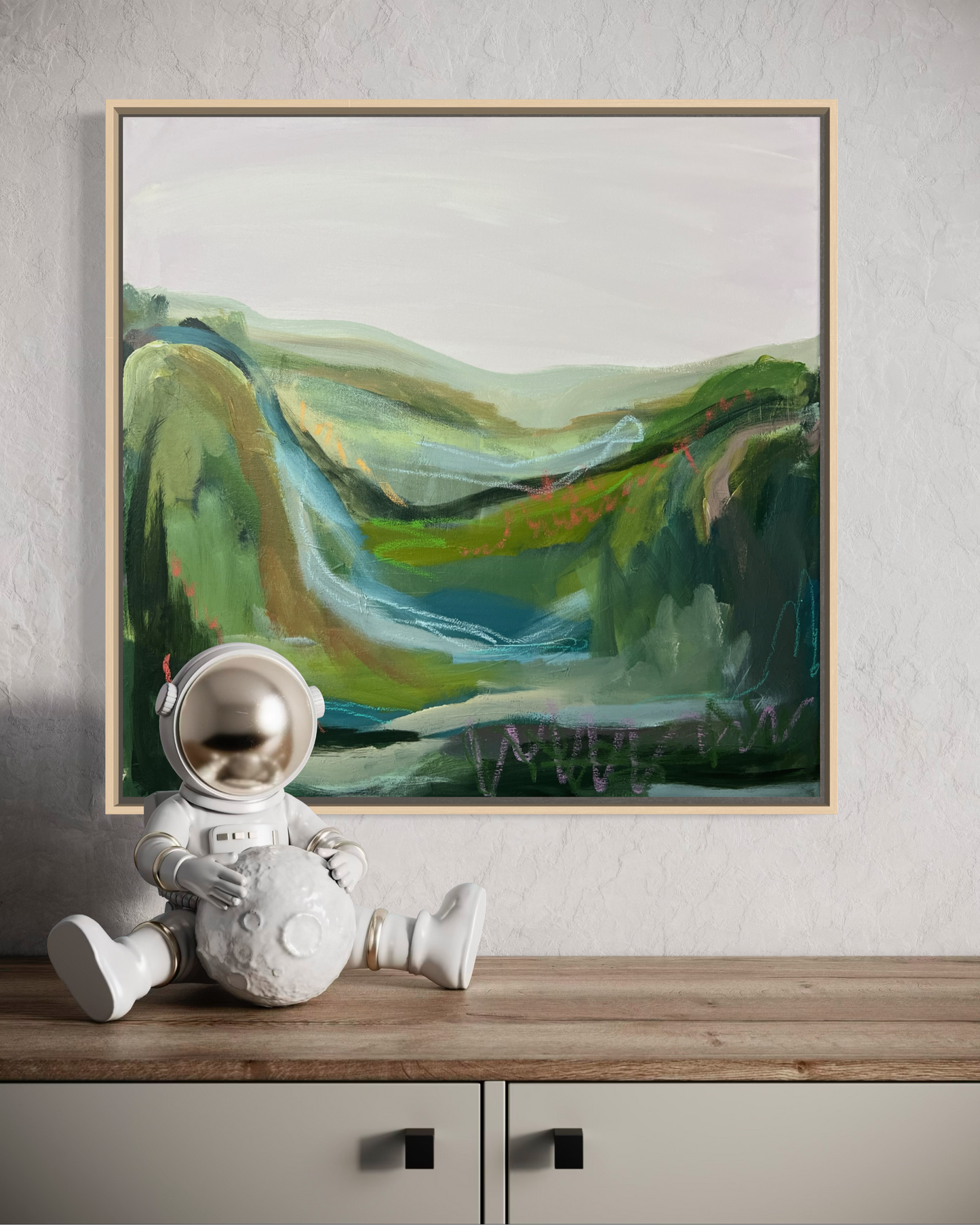 24" x 24" Abstract Landscape: Acrylic and Oil Stick on Canvas