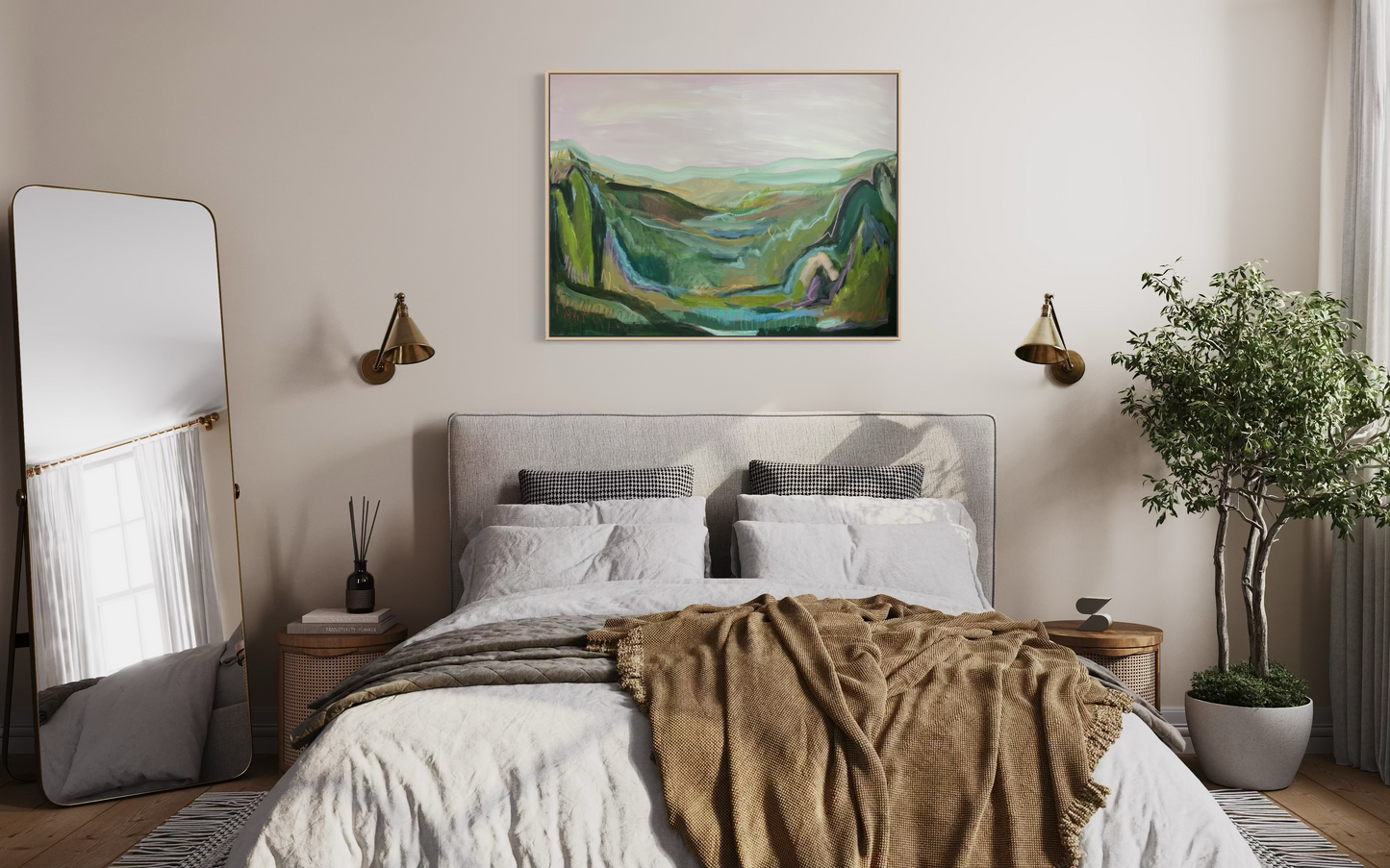 36"x48" Abstract Landscape: Acrylic and Oil Stick on Canvas