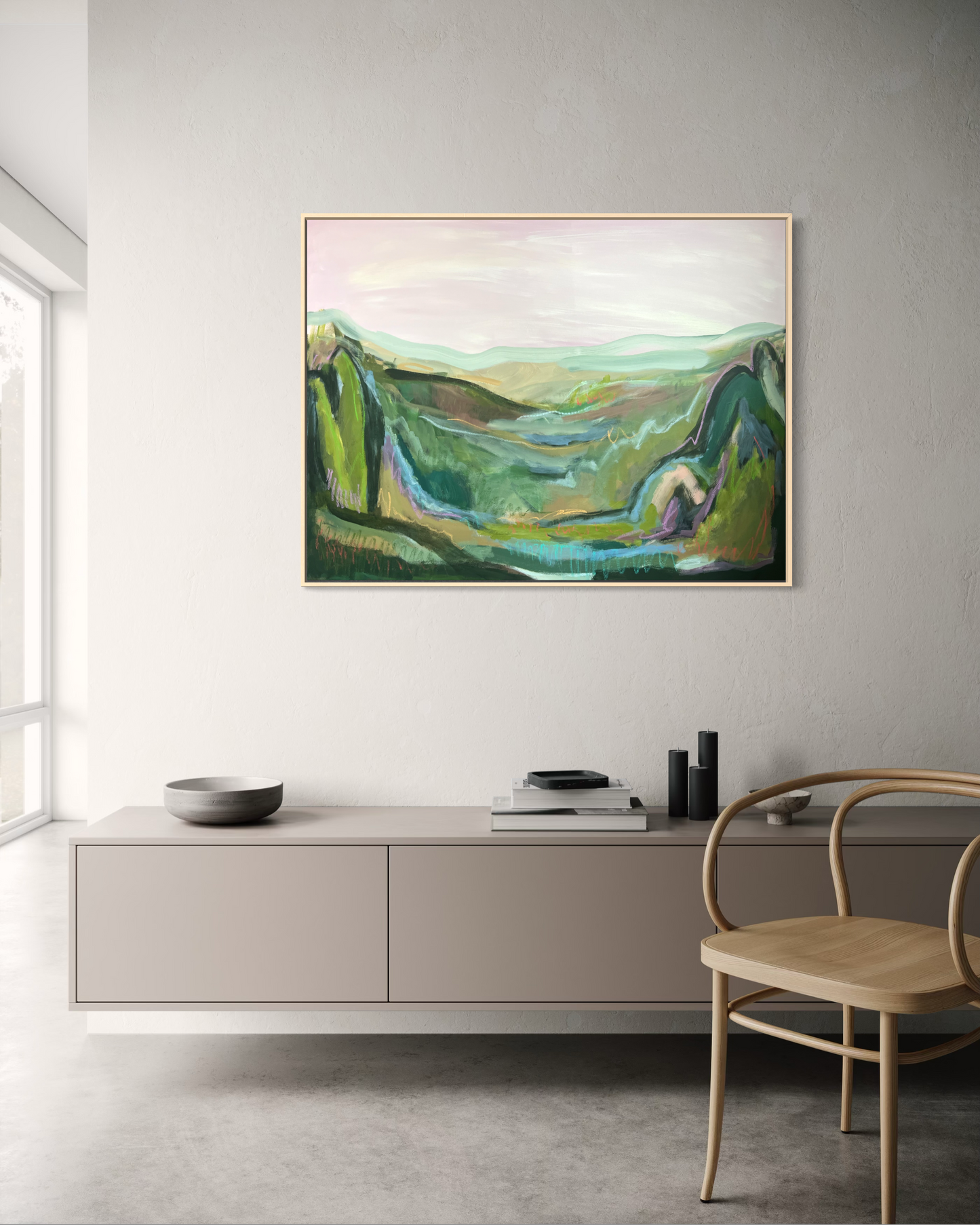 36"x48" Abstract Landscape: Acrylic and Oil Stick on Canvas