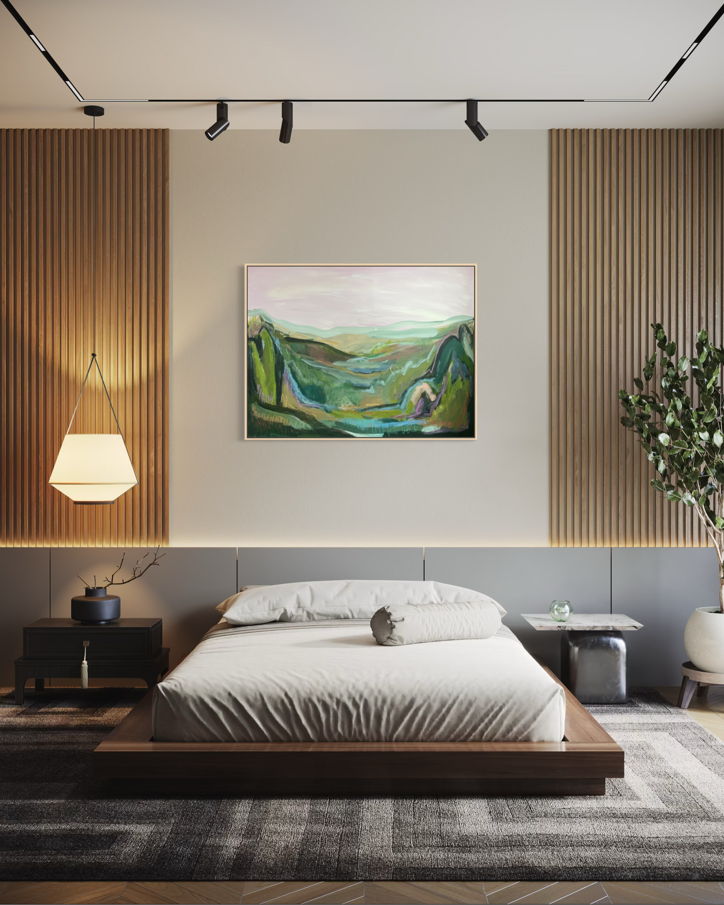 36"x48" Abstract Landscape: Acrylic and Oil Stick on Canvas