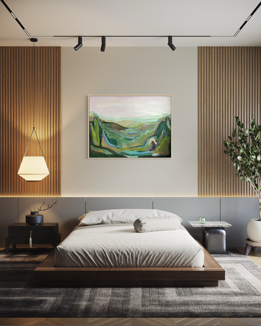 36"x48" Abstract Landscape: Acrylic and Oil Stick on Canvas