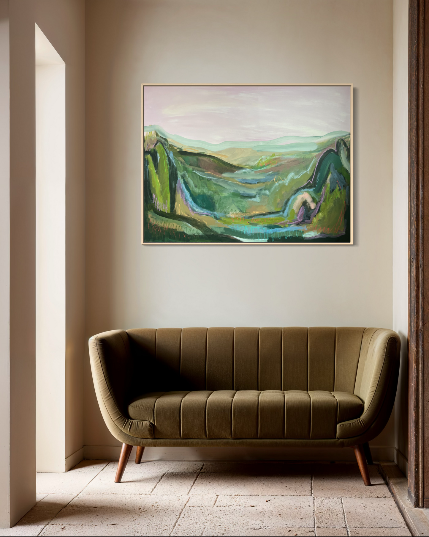 36"x48" Abstract Landscape: Acrylic and Oil Stick on Canvas
