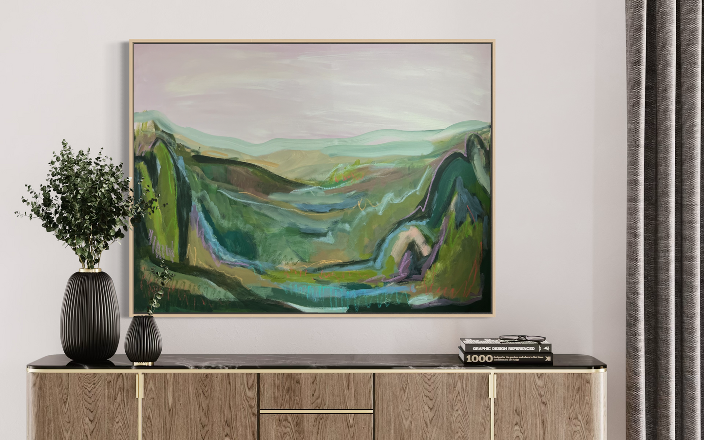 36"x48" Abstract Landscape: Acrylic and Oil Stick on Canvas