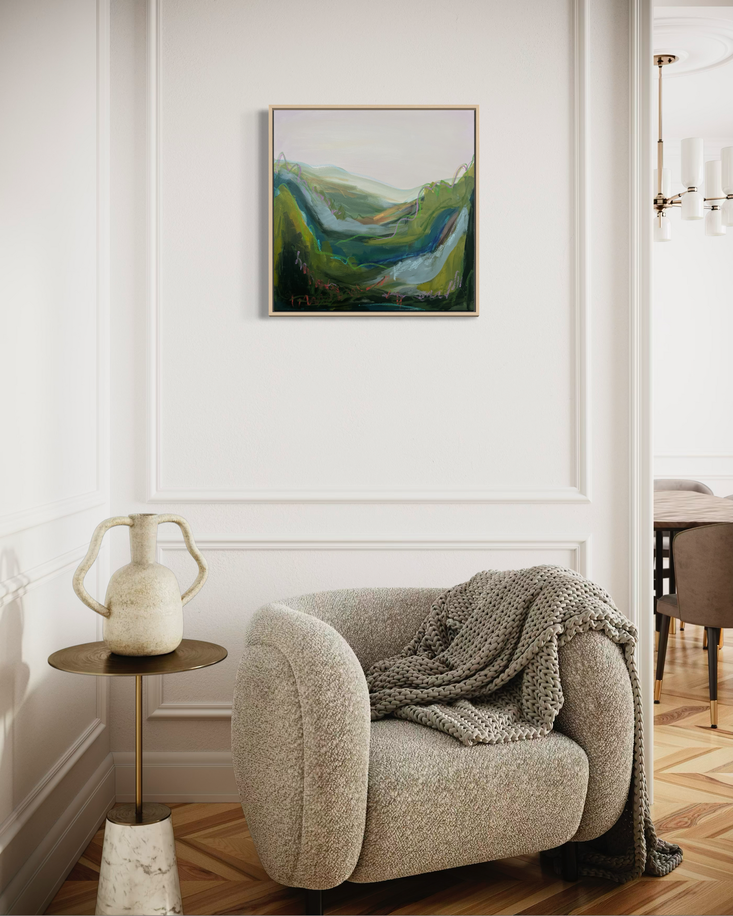 24" x 24" Abstract Landscape: Acrylic and Oil Stick on Canvas