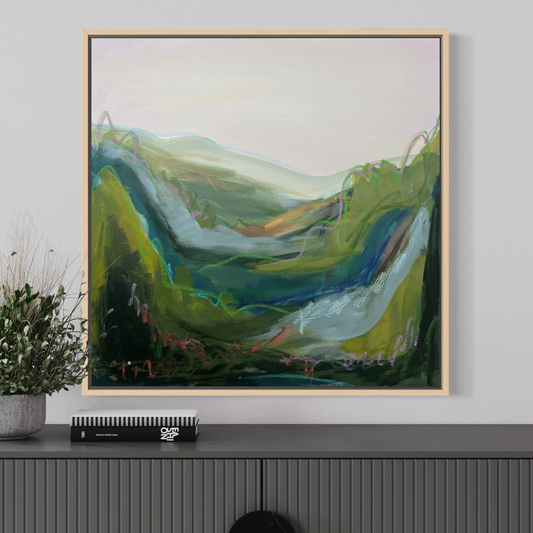24" x 24" Abstract Landscape: Acrylic and Oil Stick on Canvas