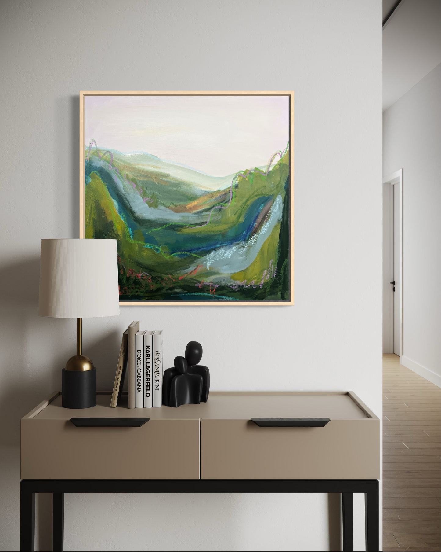 24" x 24" Abstract Landscape: Acrylic and Oil Stick on Canvas