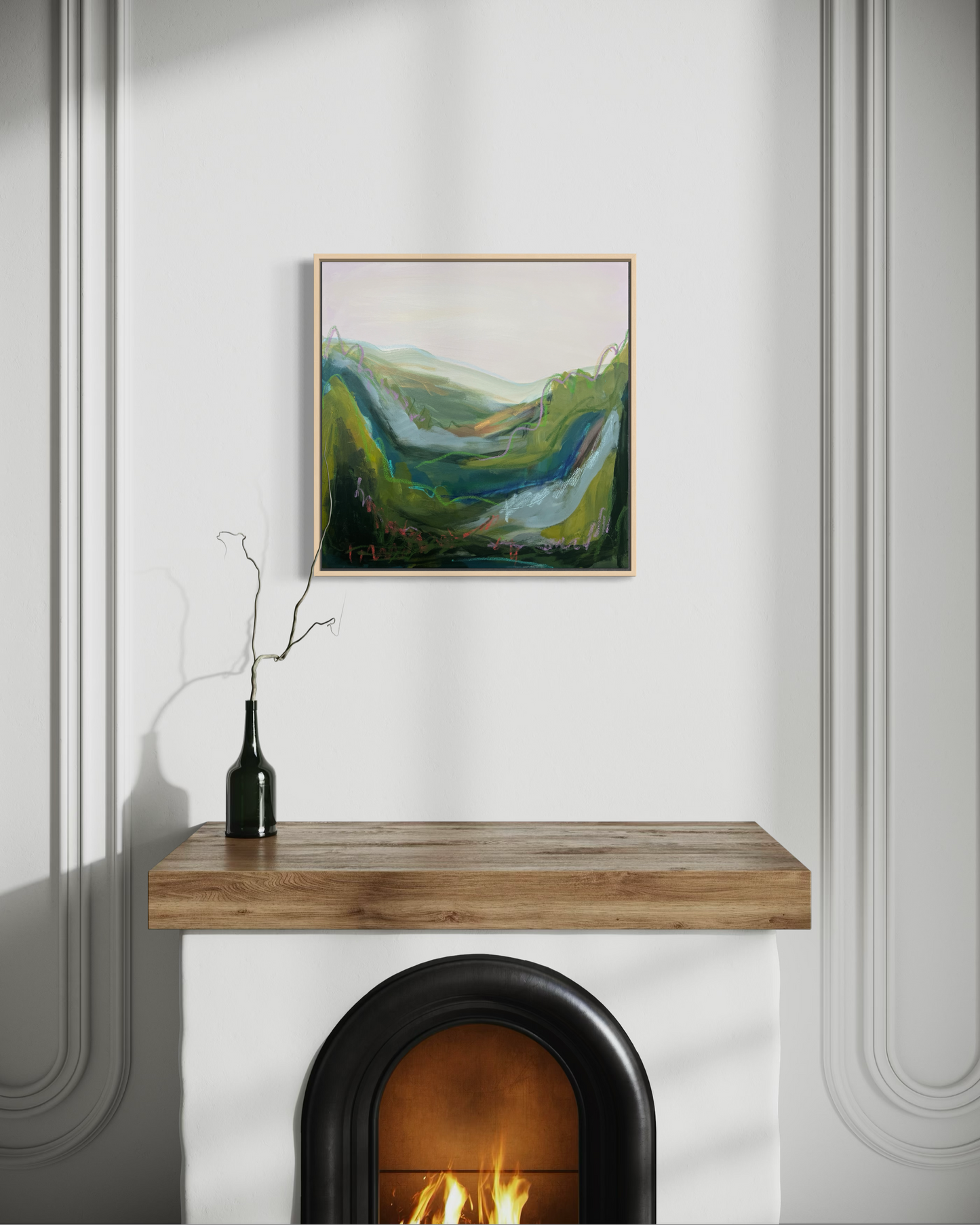 24" x 24" Abstract Landscape: Acrylic and Oil Stick on Canvas