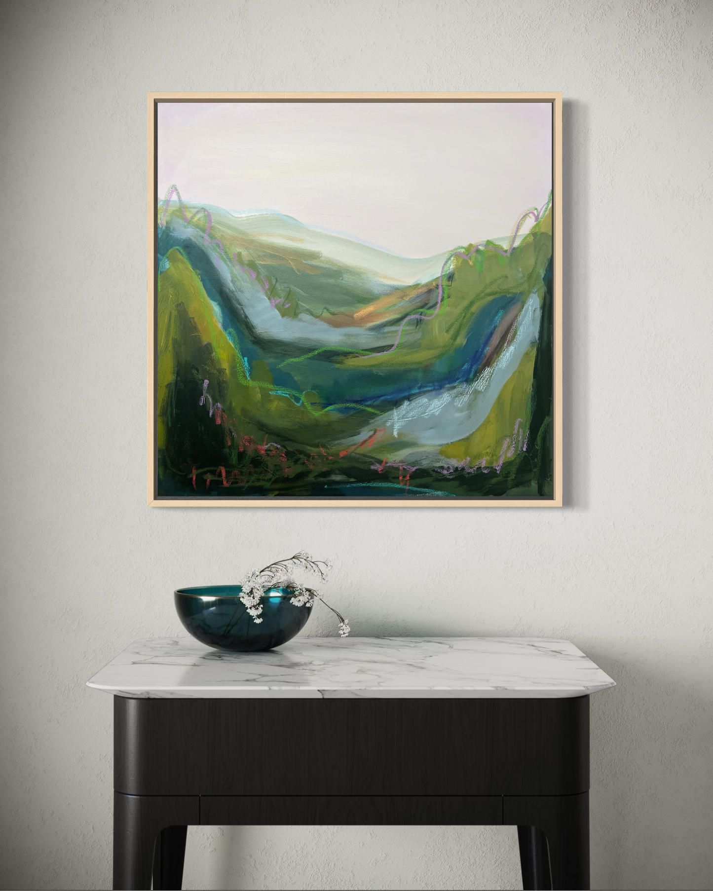 24" x 24" Abstract Landscape: Acrylic and Oil Stick on Canvas