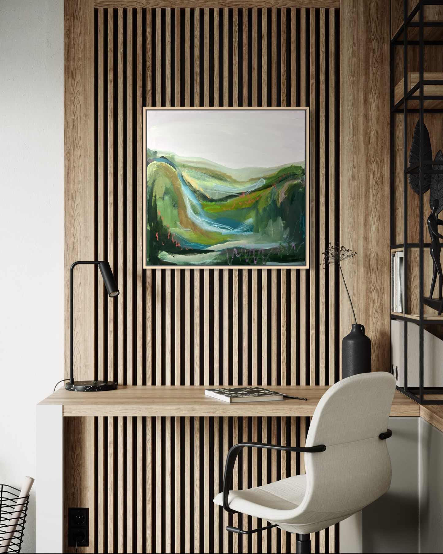 24" x 24" Abstract Landscape: Acrylic and Oil Stick on Canvas