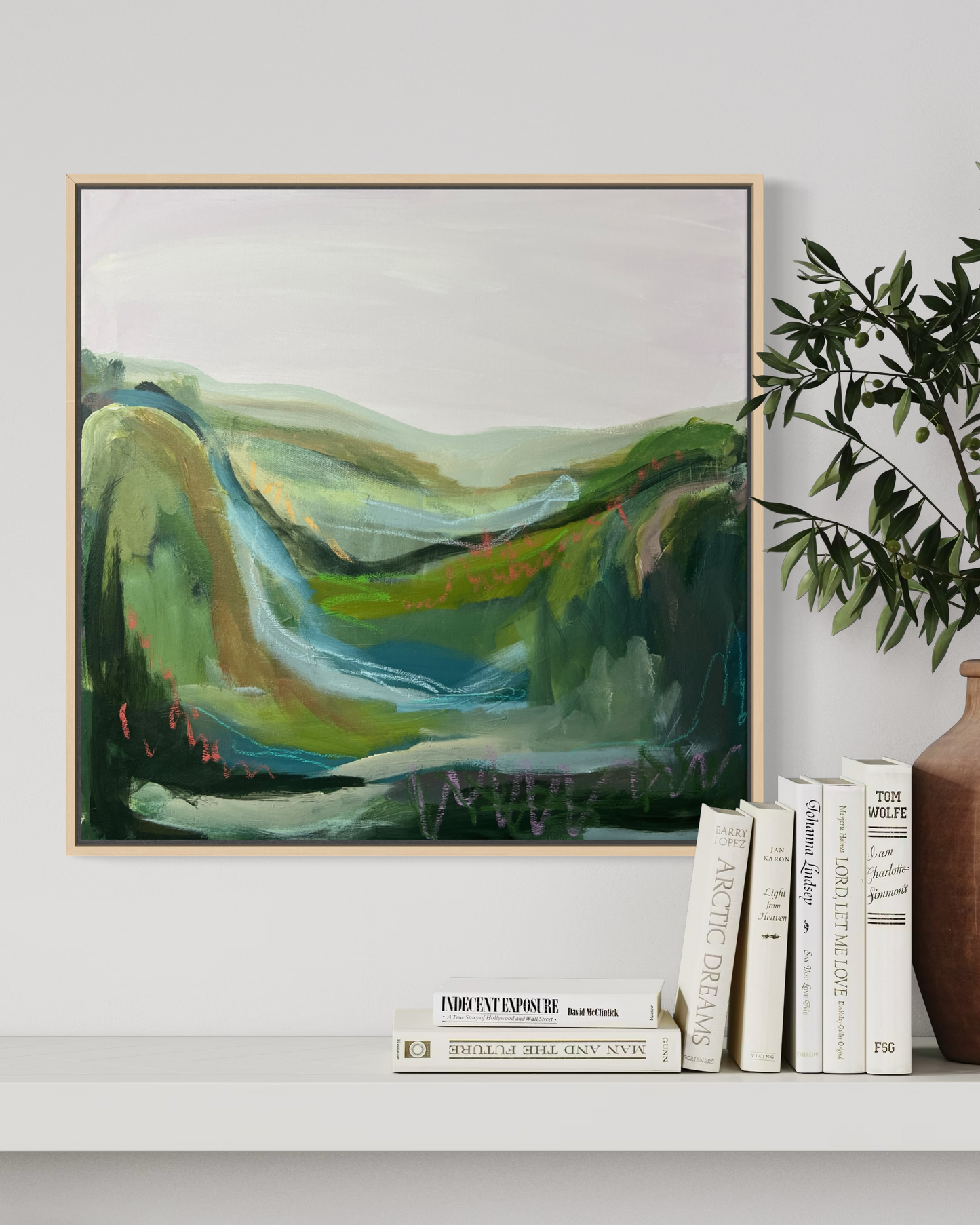 24" x 24" Abstract Landscape: Acrylic and Oil Stick on Canvas