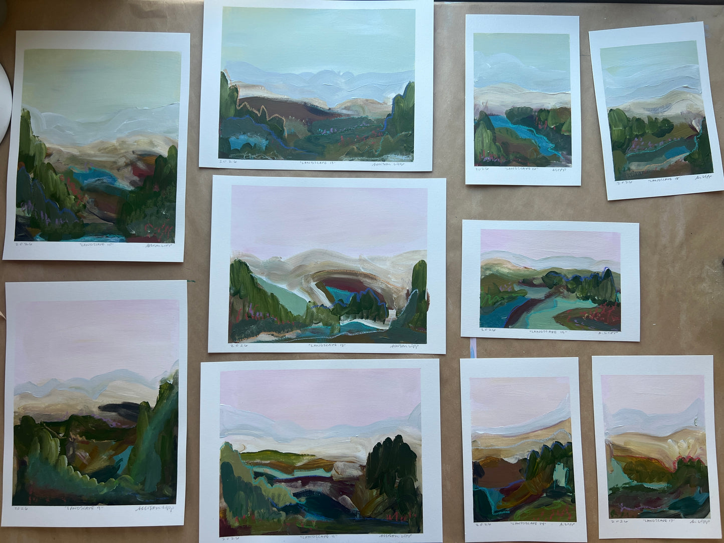 7"x5" Abstract Landscape: Acrylic and Oil Stick on Paper