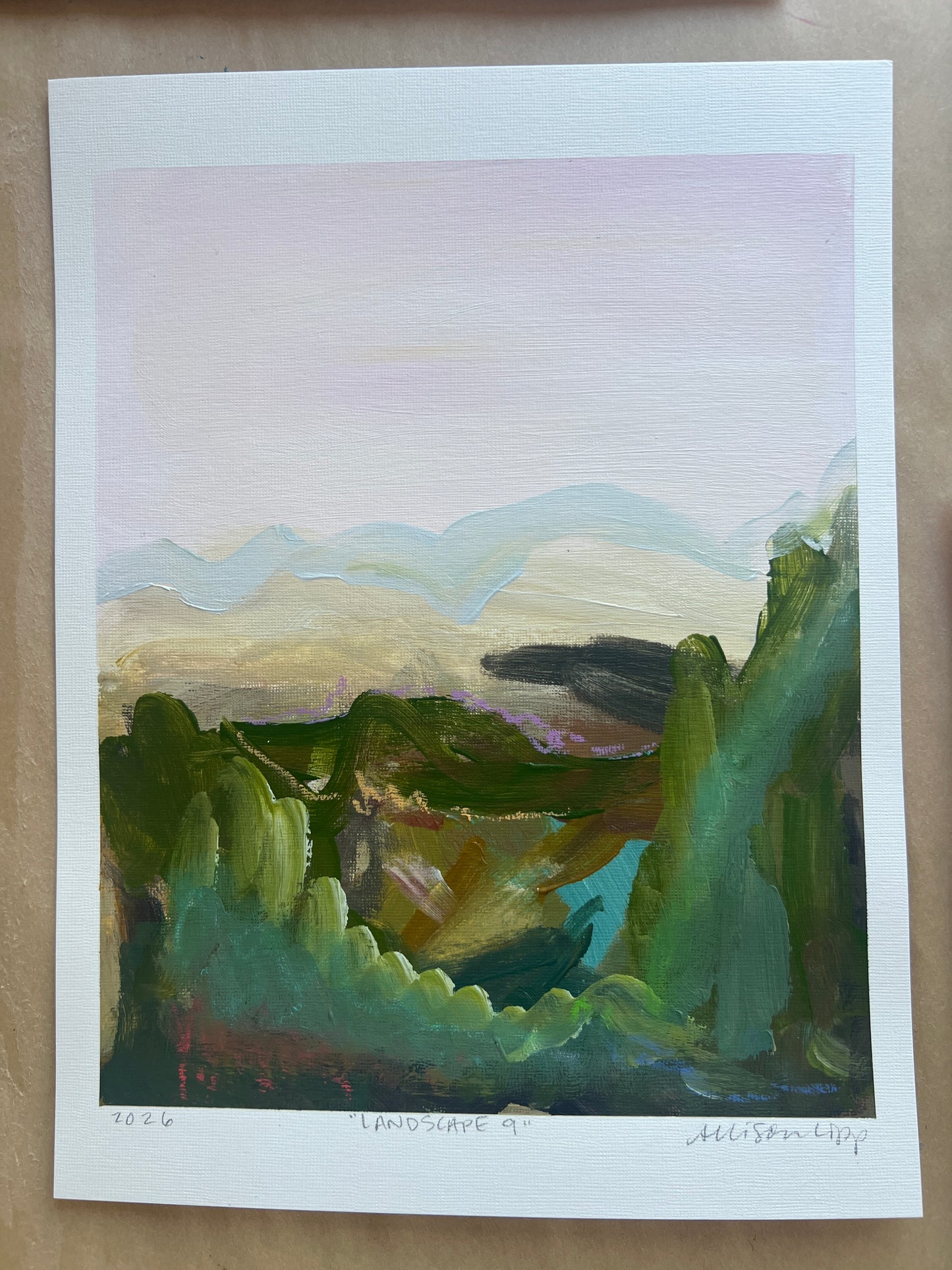 10" x 8" Abstract Landscape: Acrylic and Oil Stick on Paper