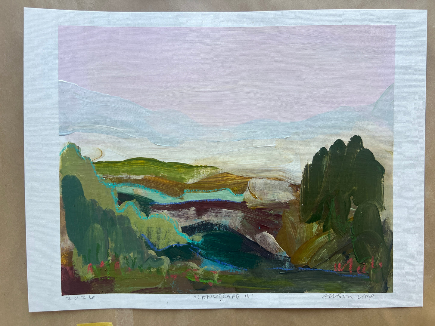 8"x10" Abstract Landscape: Acrylic and Oil Stick on Paper