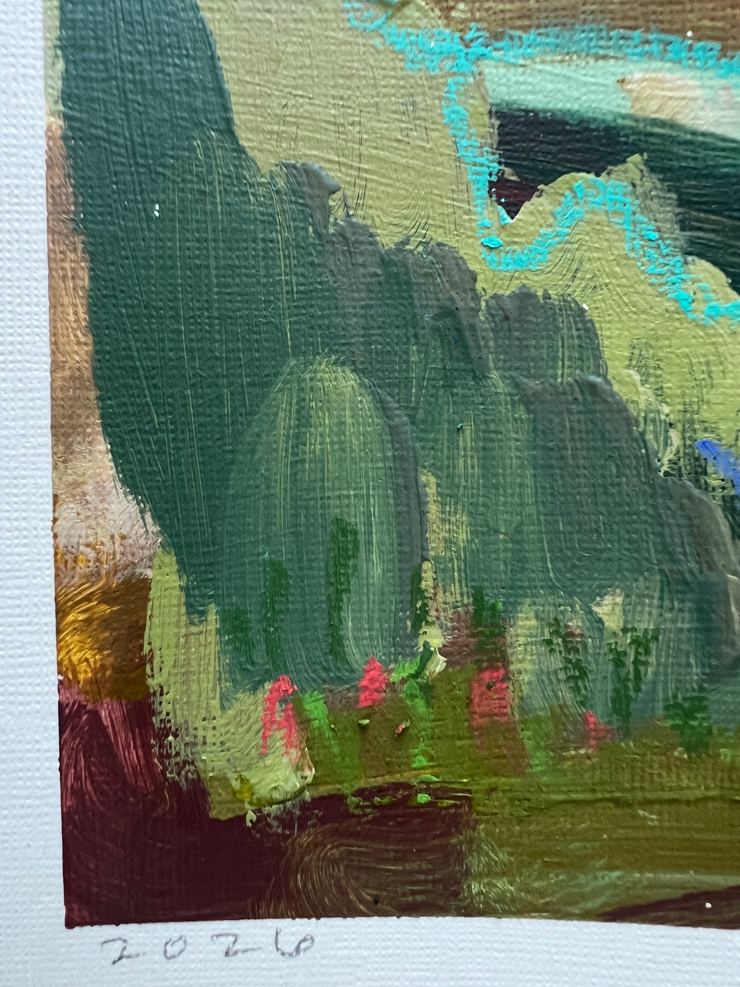8"x10" Abstract Landscape: Acrylic and Oil Stick on Paper