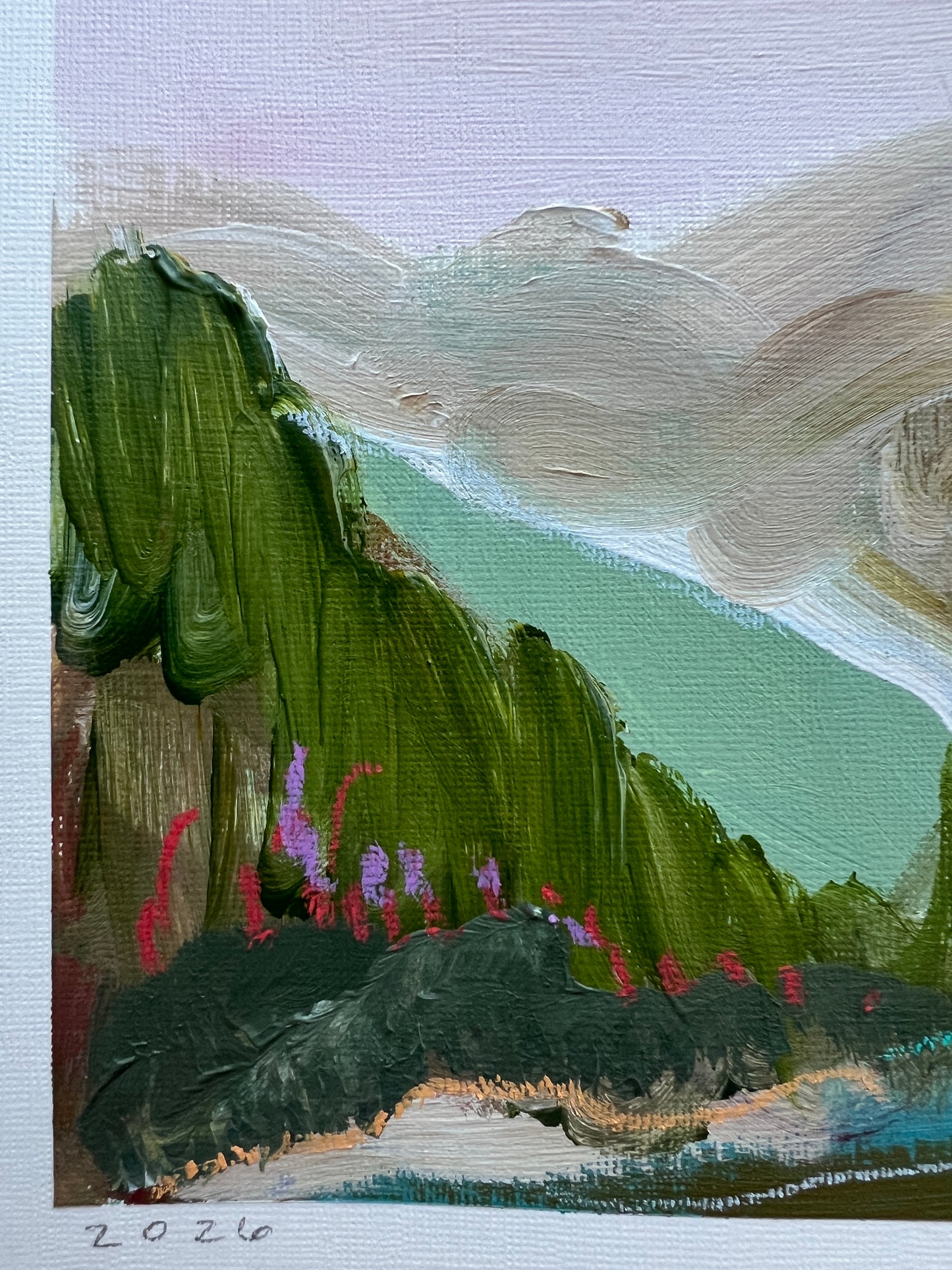 8"x10" Abstract Landscape: Acrylic and Oil Stick on Paper