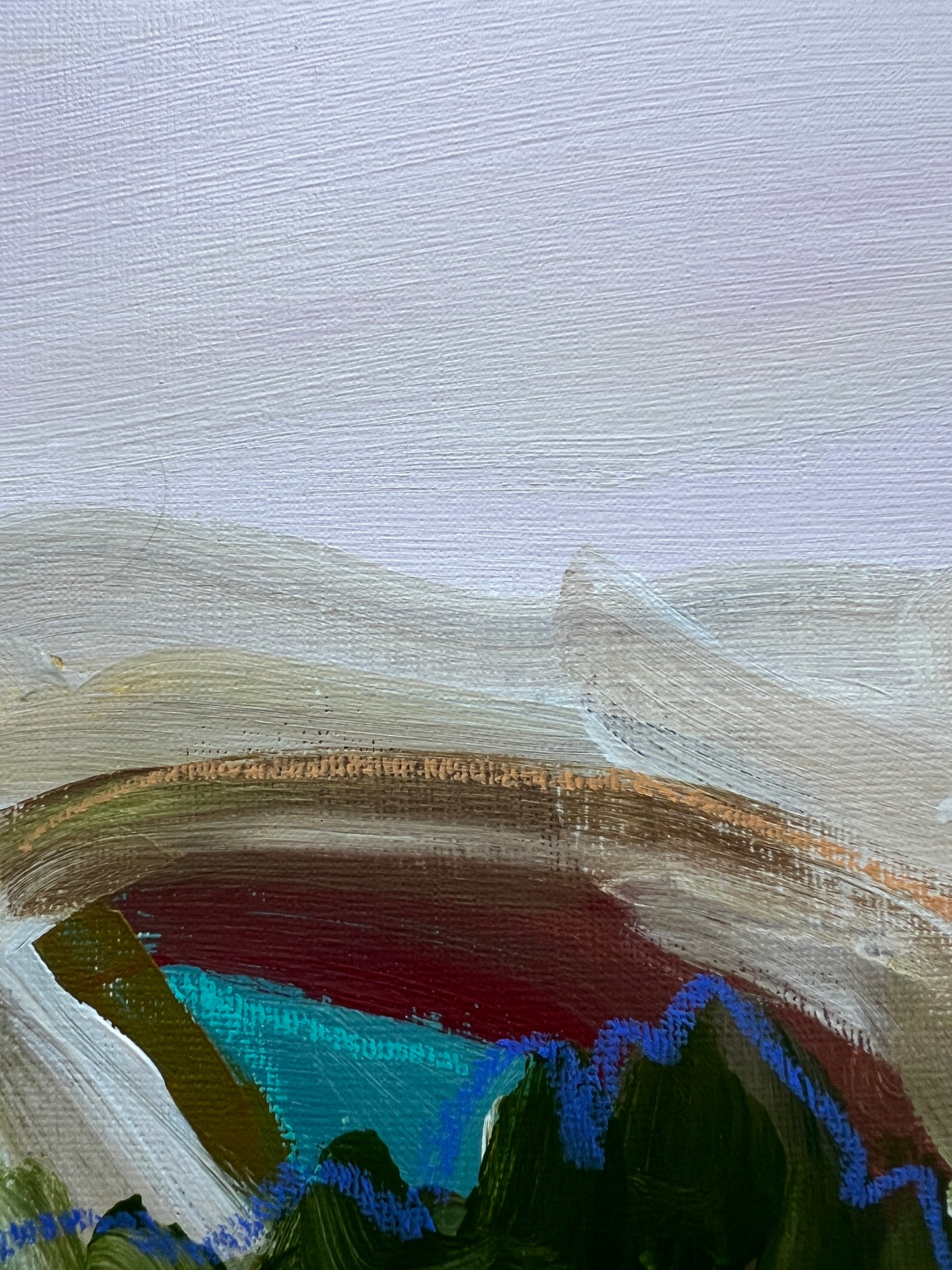 8"x10" Abstract Landscape: Acrylic and Oil Stick on Paper