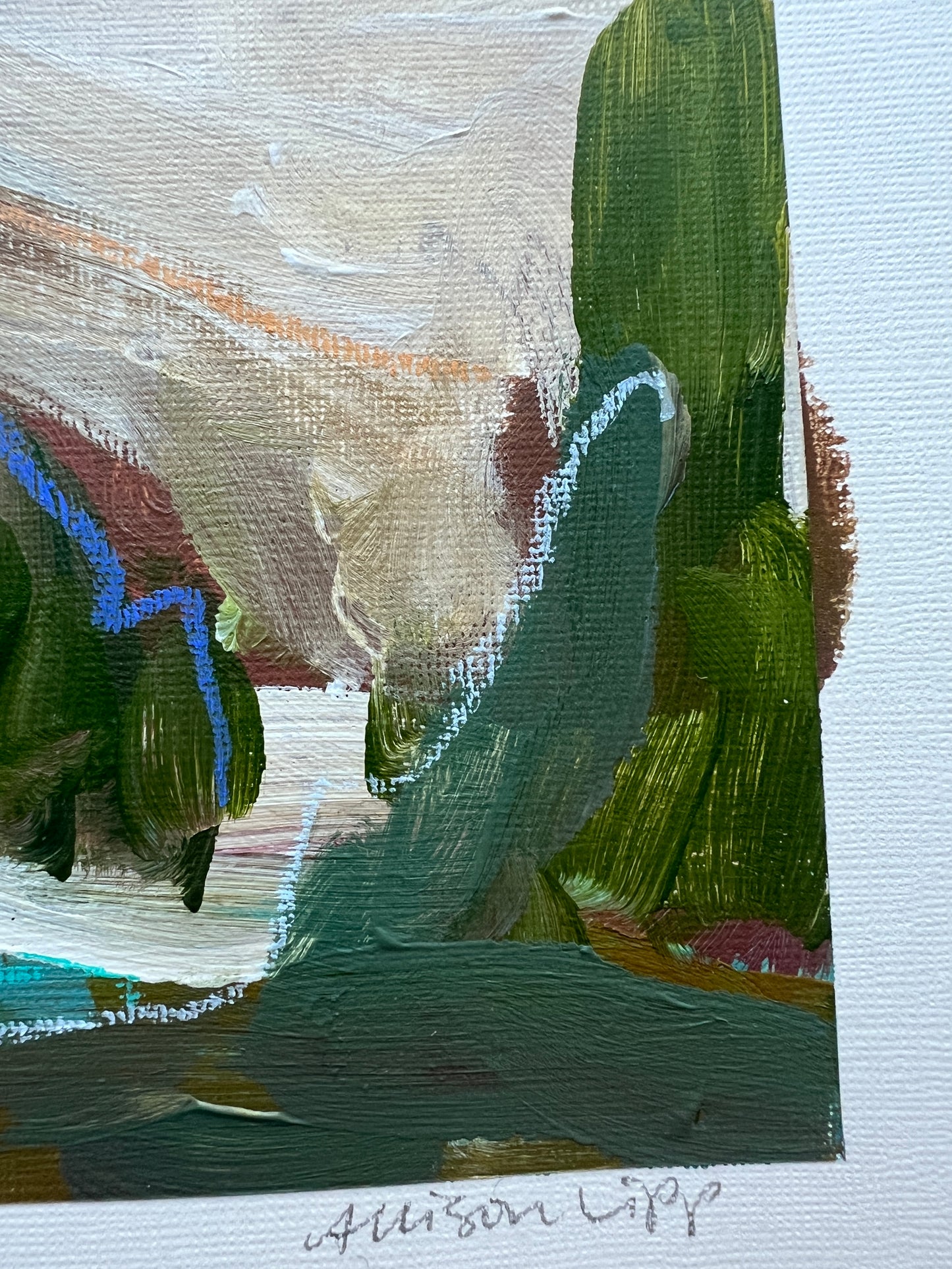 8"x10" Abstract Landscape: Acrylic and Oil Stick on Paper