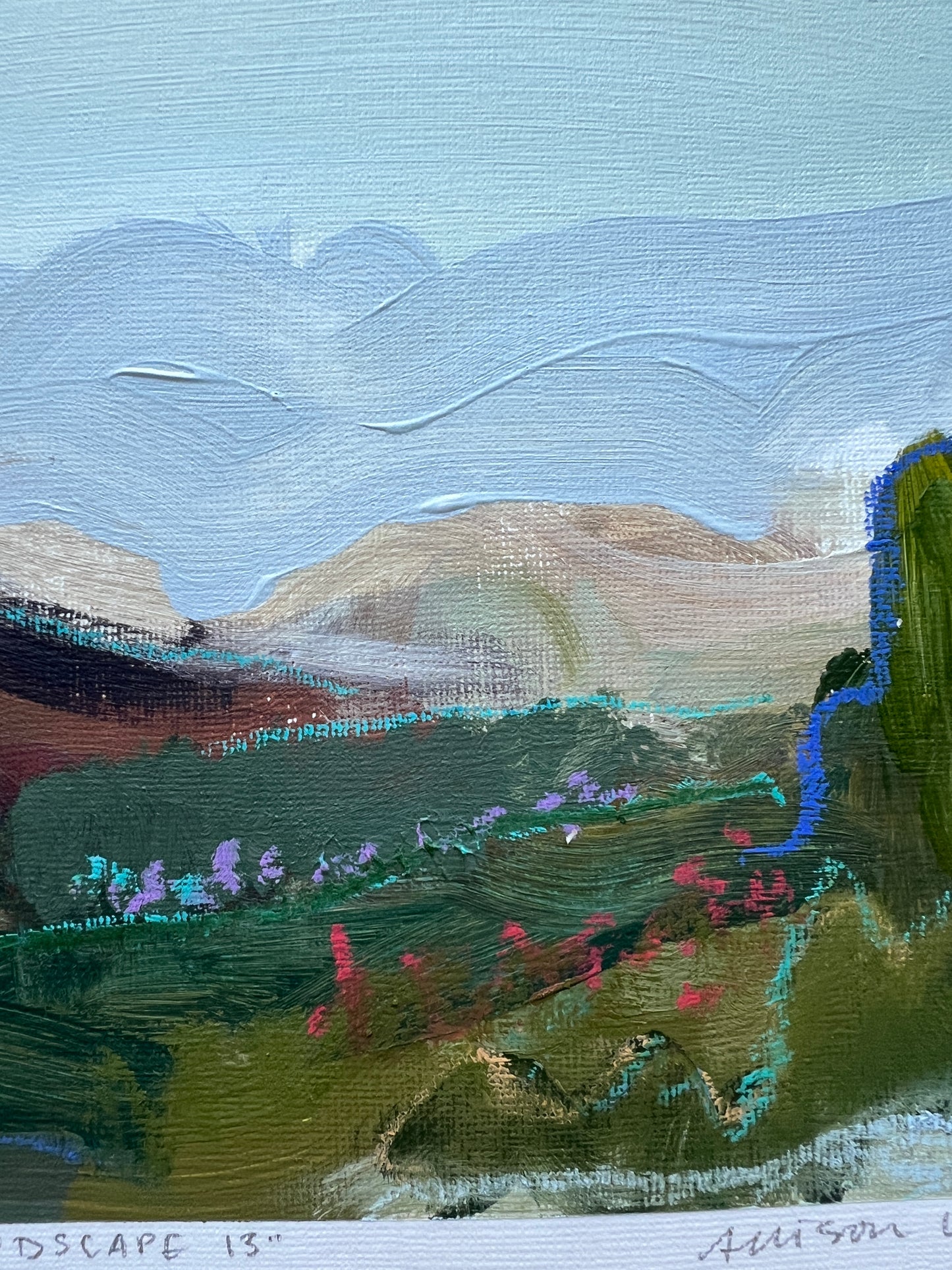 8"x10" Abstract Landscape: Acrylic and Oil Stick on Paper
