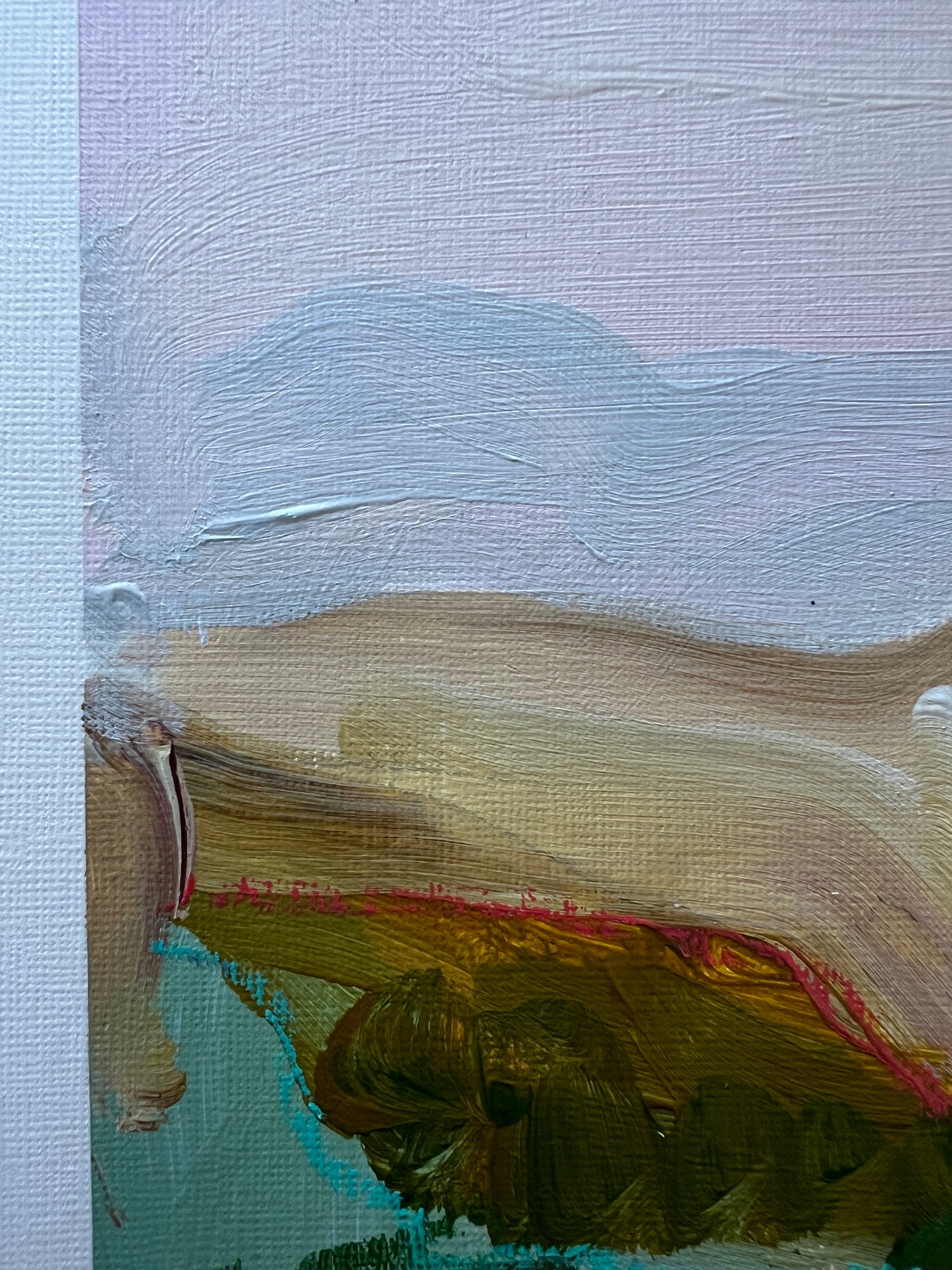 7"x5" Abstract Landscape: Acrylic and Oil Stick on Paper