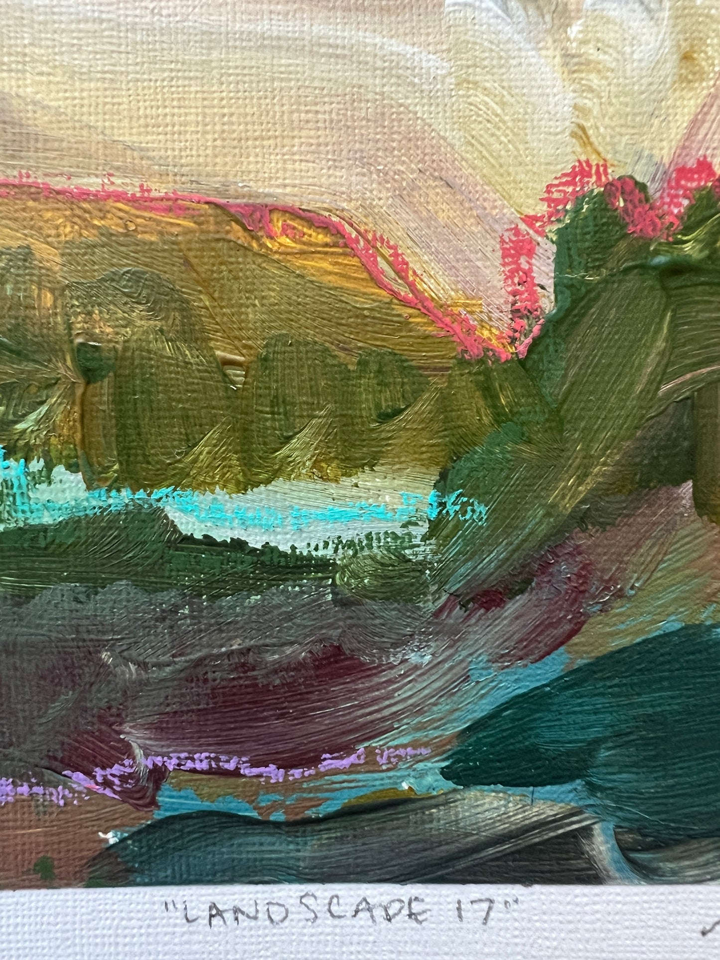 7"x5" Abstract Landscape: Acrylic and Oil Stick on Paper