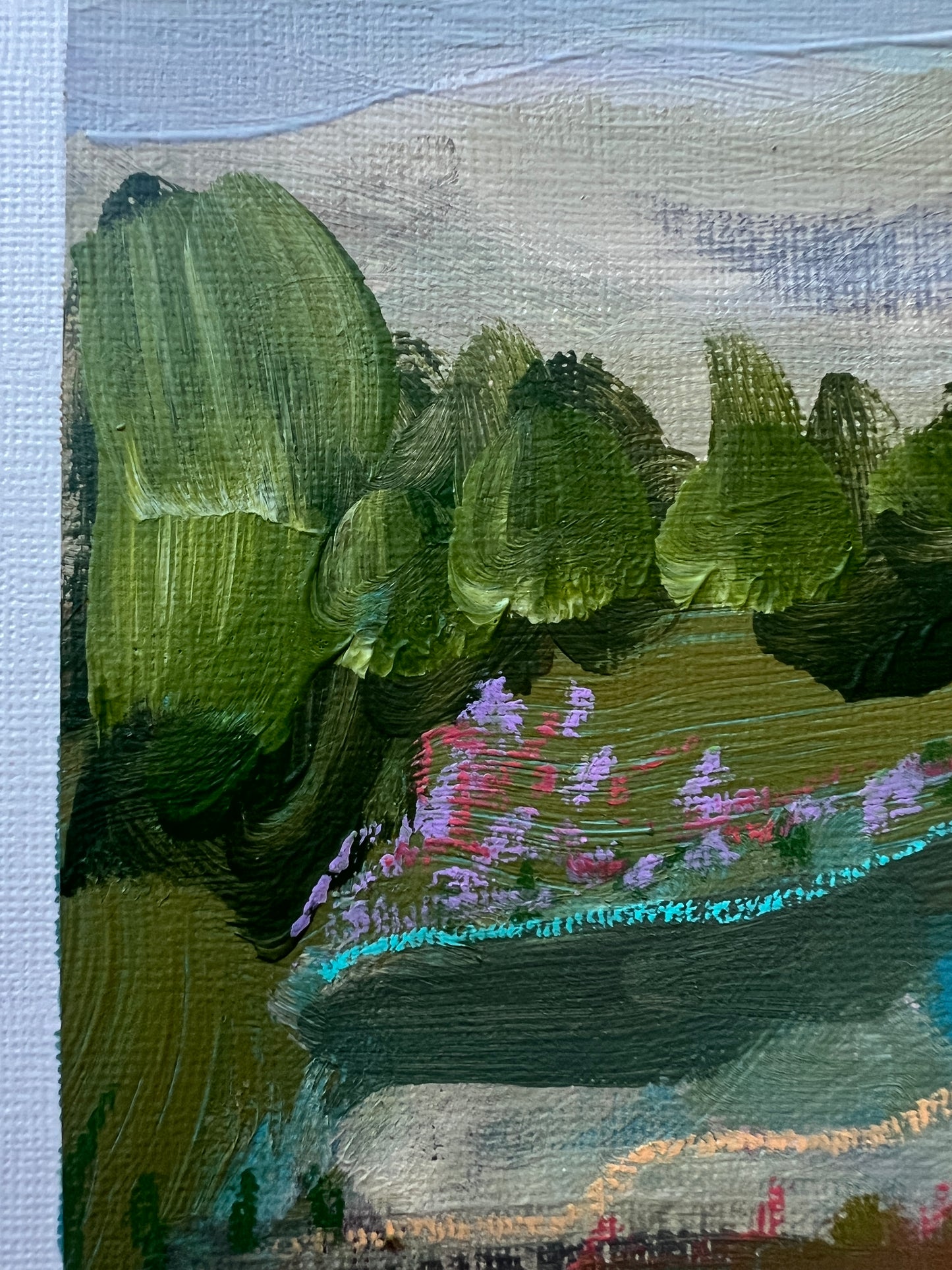 7"x5" Abstract Landscape: Acrylic and Oil Stick on Paper