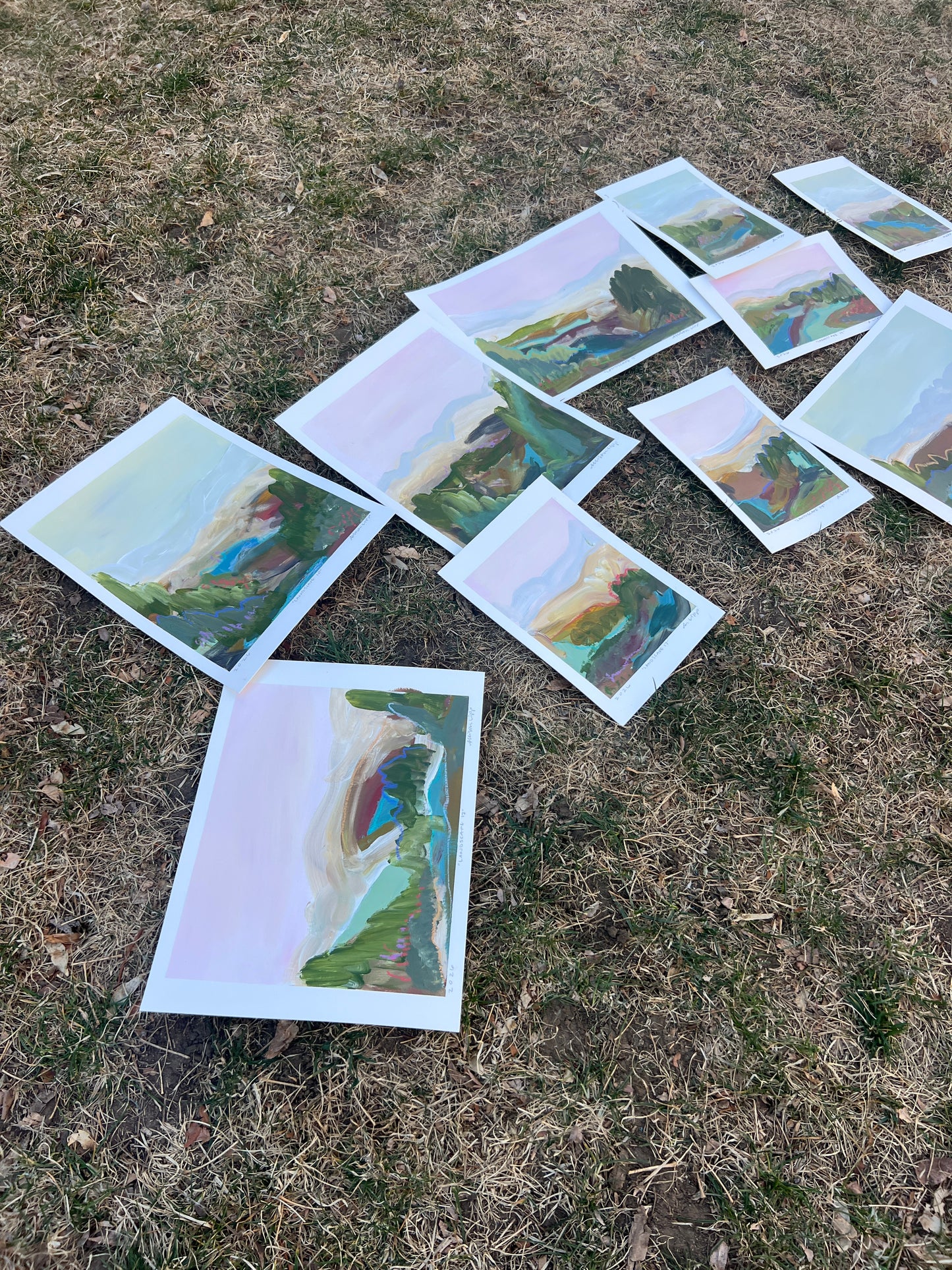 7"x5" Abstract Landscape: Acrylic and Oil Stick on Paper