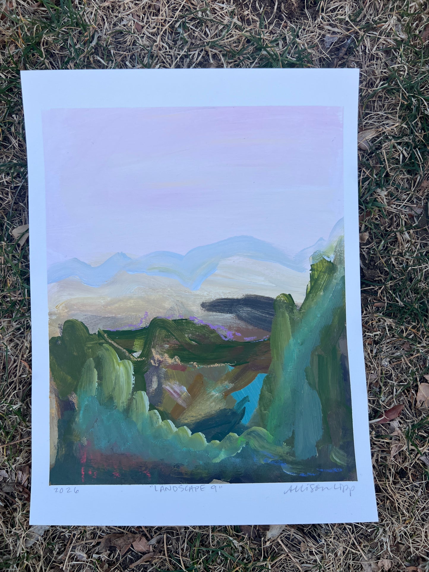 10" x 8" Abstract Landscape: Acrylic and Oil Stick on Paper