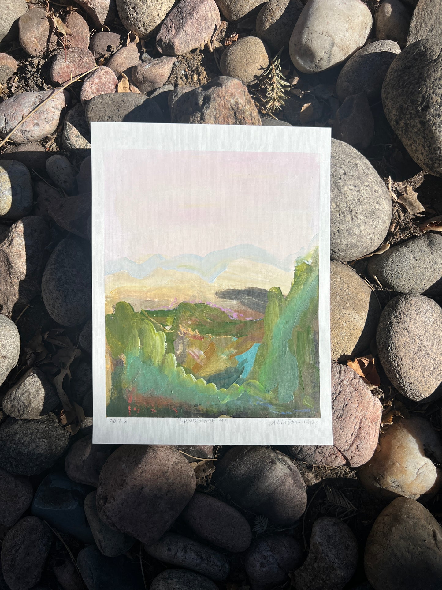 10" x 8" Abstract Landscape: Acrylic and Oil Stick on Paper