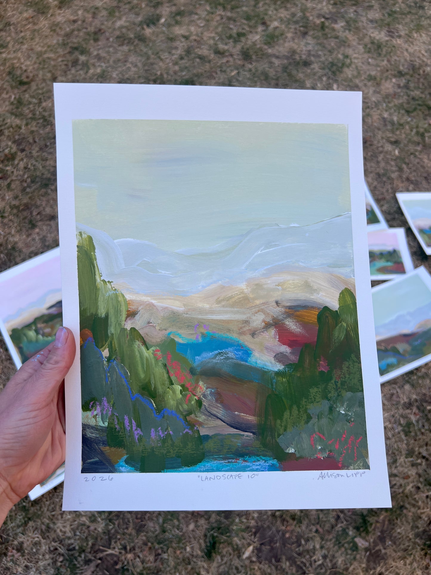 10" x 8" Abstract Landscape: Acrylic and Oil Stick on Paper