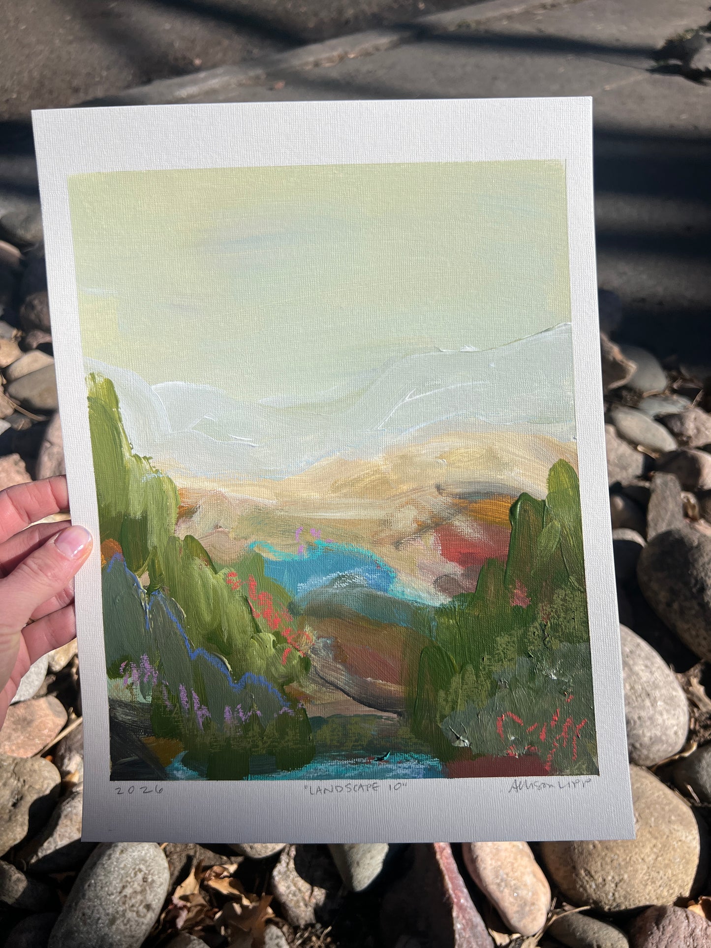 10" x 8" Abstract Landscape: Acrylic and Oil Stick on Paper
