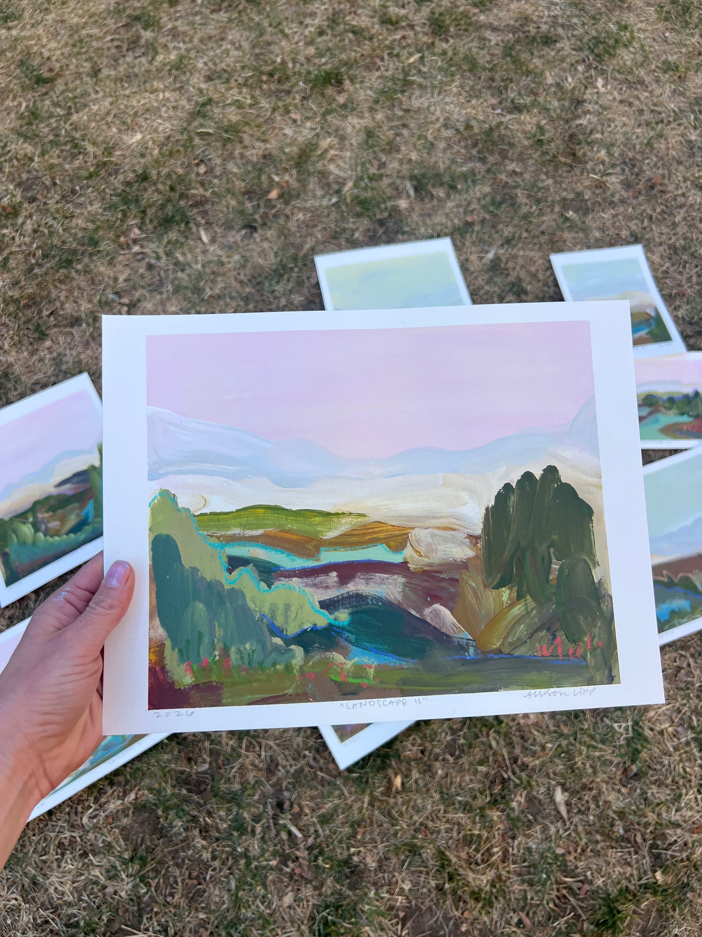 8"x10" Abstract Landscape: Acrylic and Oil Stick on Paper