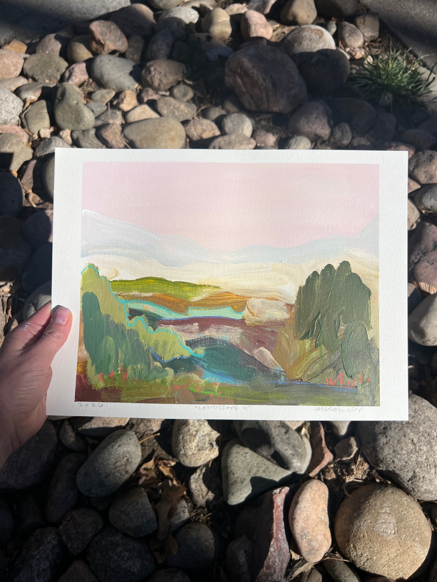 8"x10" Abstract Landscape: Acrylic and Oil Stick on Paper