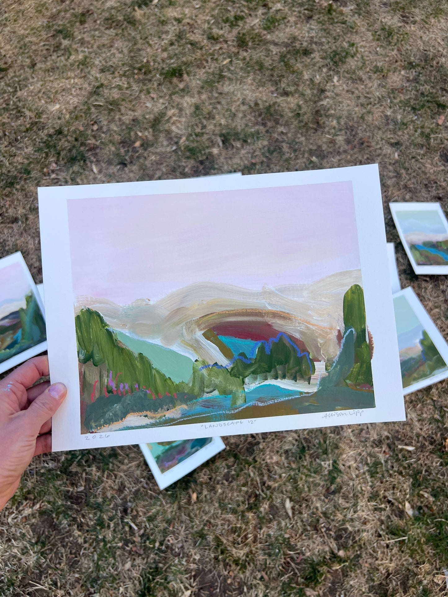 8"x10" Abstract Landscape: Acrylic and Oil Stick on Paper