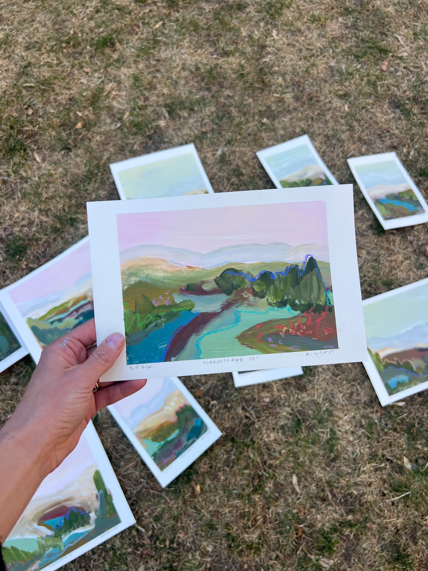 5"x7"  Abstract Landscape: Acrylic and Oil Stick on Paper