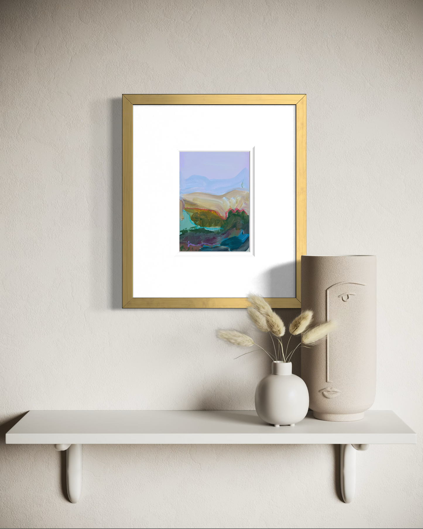 7"x5" Abstract Landscape: Acrylic and Oil Stick on Paper