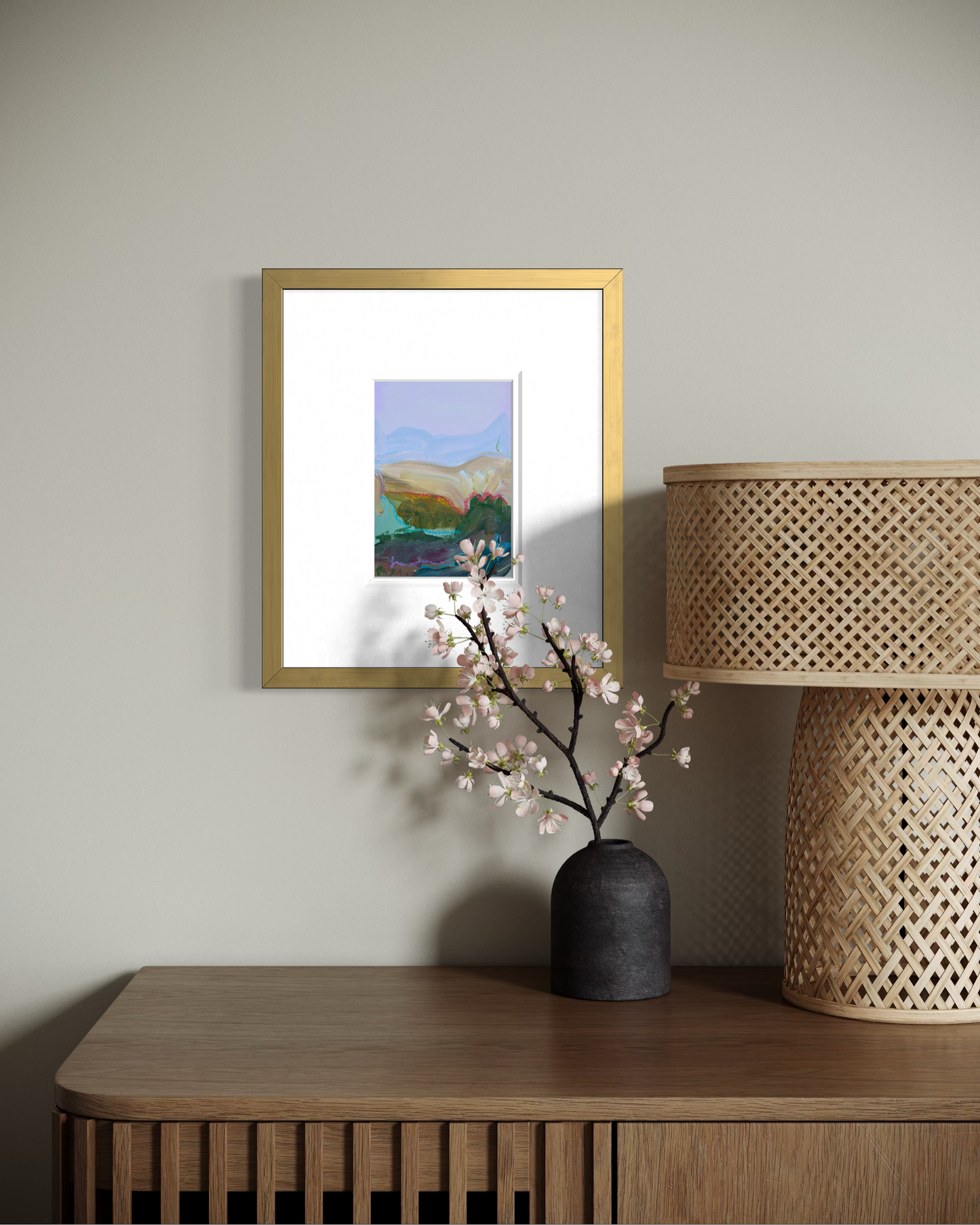 7"x5" Abstract Landscape: Acrylic and Oil Stick on Paper