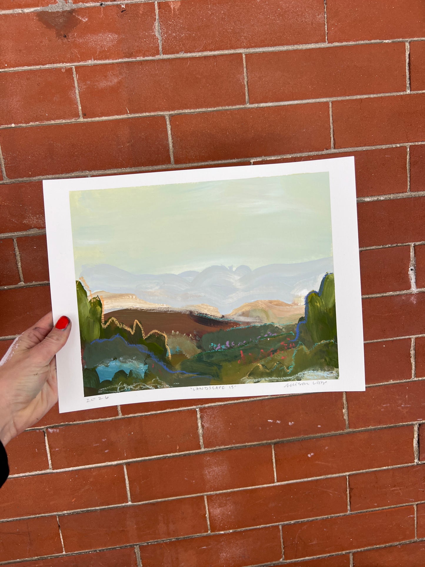 8"x10" Abstract Landscape: Acrylic and Oil Stick on Paper