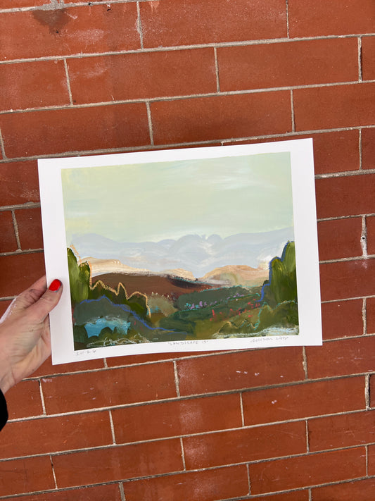 8"x10" Abstract Landscape: Acrylic and Oil Stick on Paper