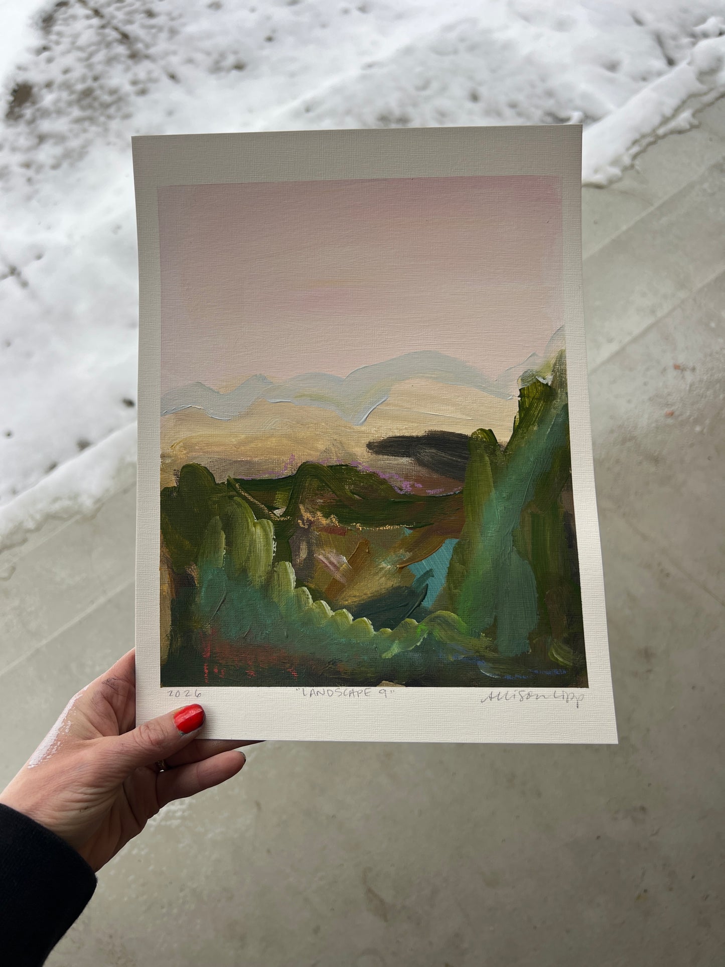 10" x 8" Abstract Landscape: Acrylic and Oil Stick on Paper