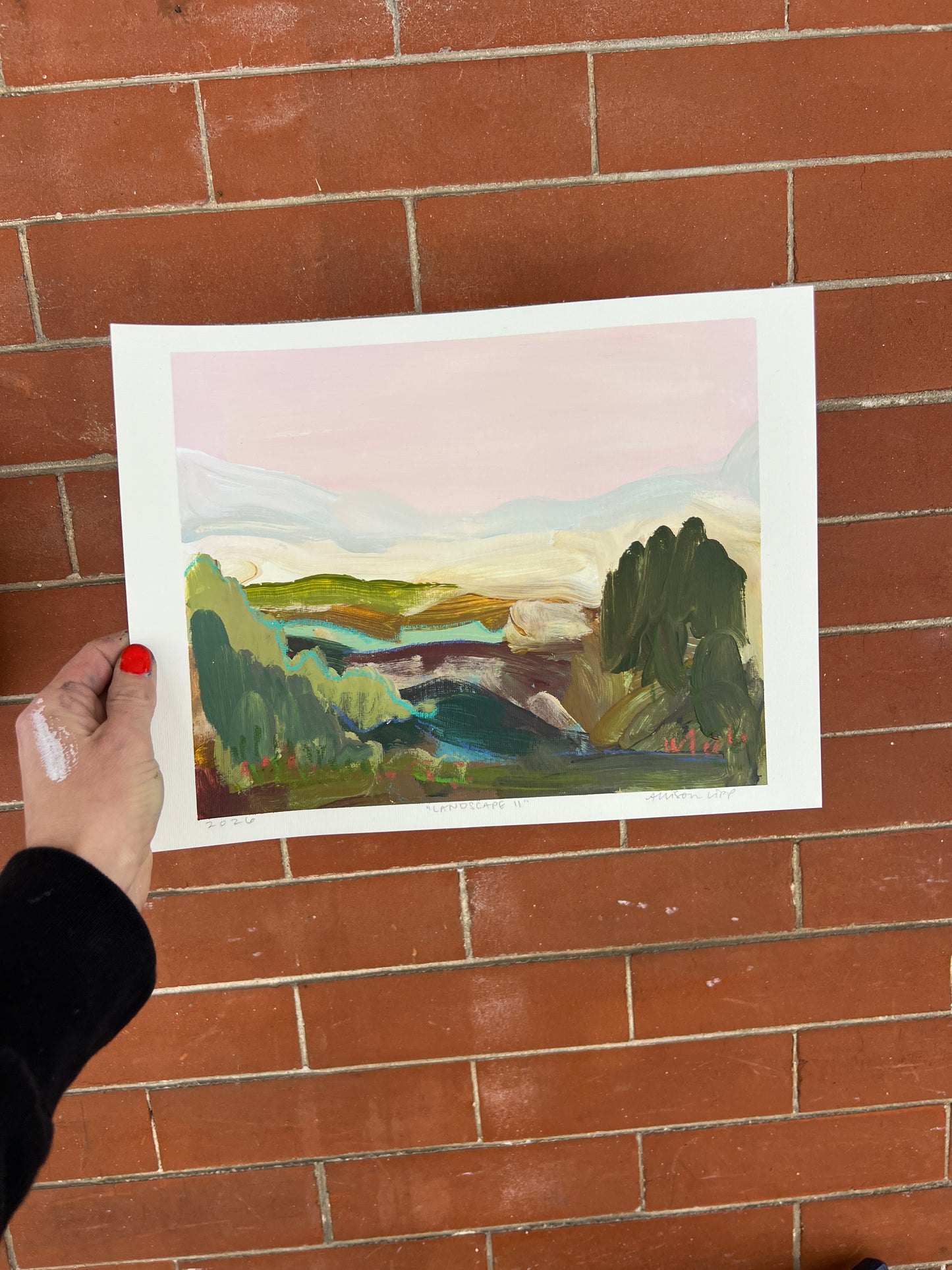 8"x10" Abstract Landscape: Acrylic and Oil Stick on Paper