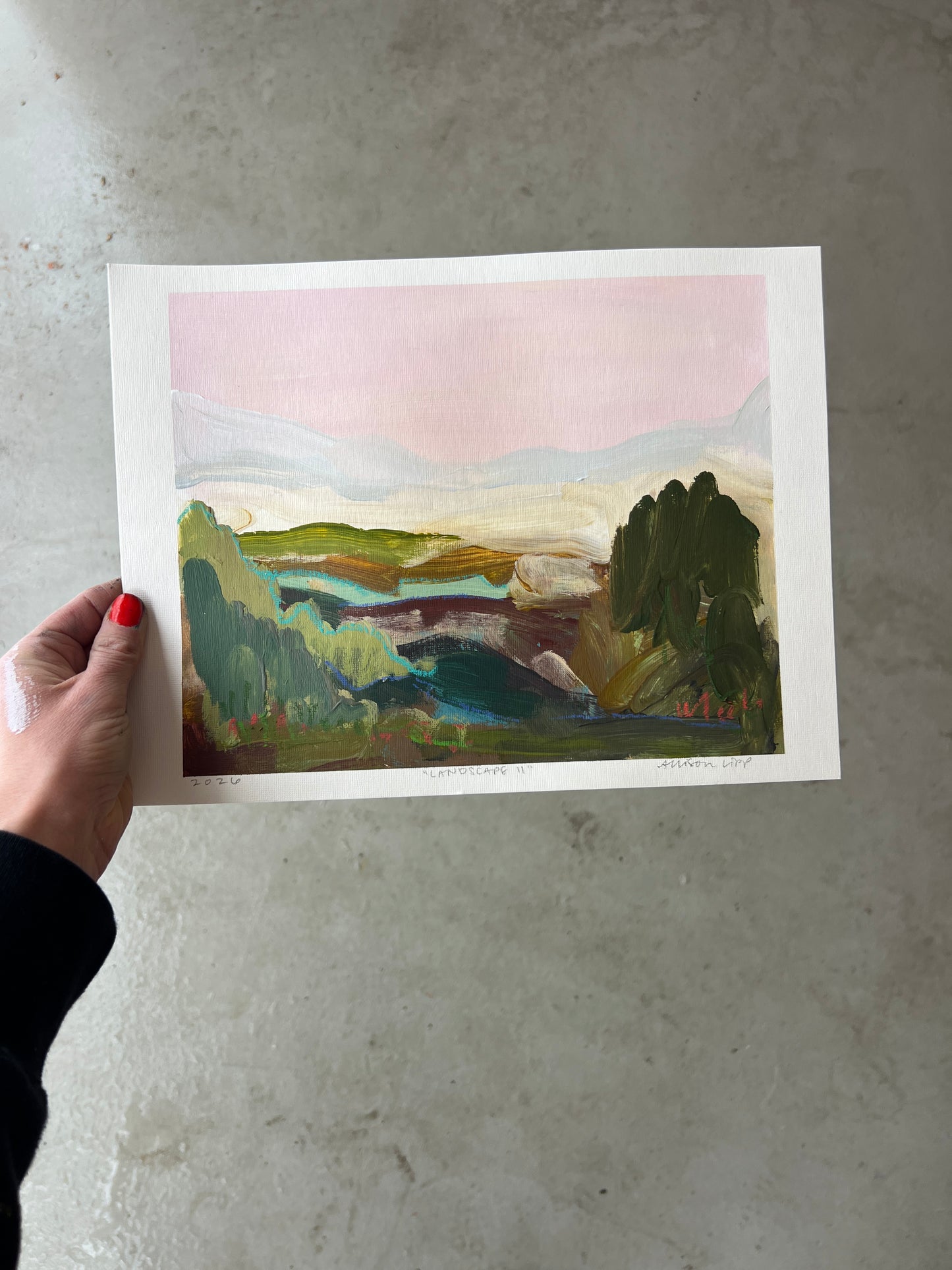 8"x10" Abstract Landscape: Acrylic and Oil Stick on Paper