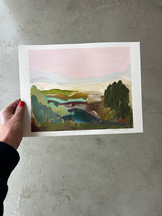 8"x10" Abstract Landscape: Acrylic and Oil Stick on Paper