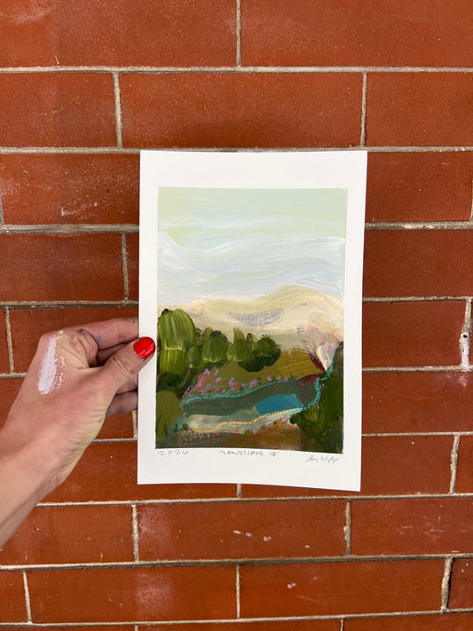 7"x5" Abstract Landscape: Acrylic and Oil Stick on Paper