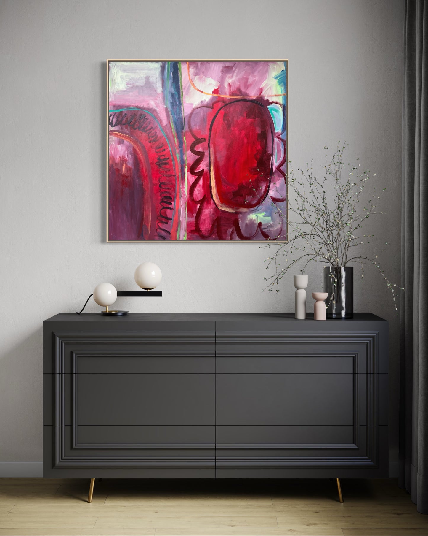 36" x 36" | Acrylic on Canvas | "Naptime Flower Power Party" | FRAMED
